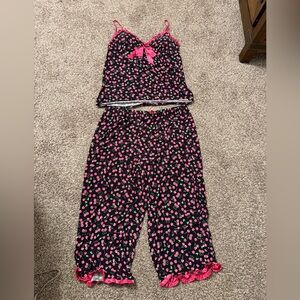 Jenni by Jennifer Moore Pink and Black Cherry Pajama Set